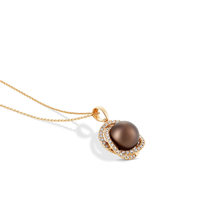 Bahr Rose Gold Brown Pearl Pendant with Natural Diamond | Soit Belle Fine Jewellery