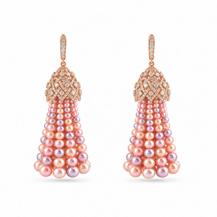 BAHR Rose Gold Diamond Multicolor Pearl Earrings | Soit Belle