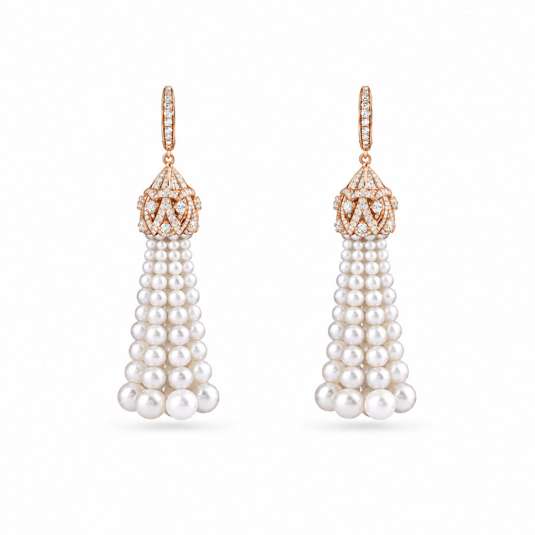BAHR Rose Gold Diamond Pearl Earrings | Soit Belle