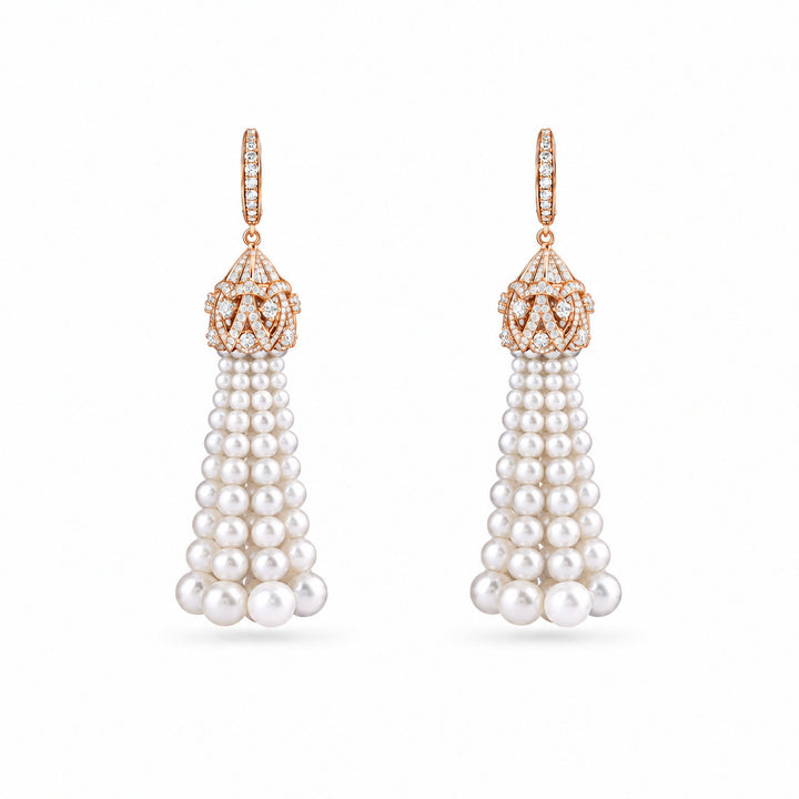 BAHR Rose Gold Diamond Pearl Earrings | Soit Belle