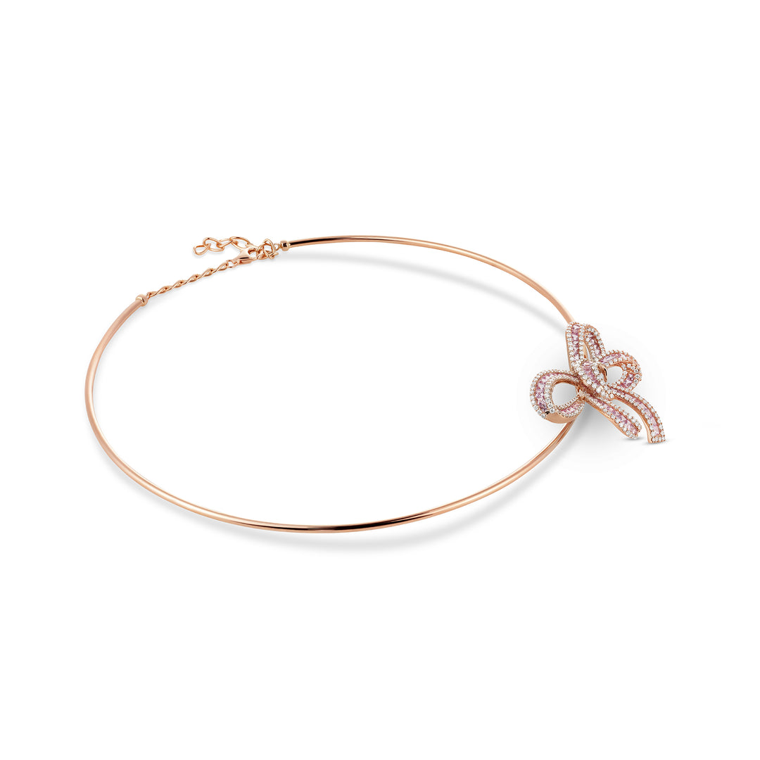 Dilara Rose Gold Bow Choker With Natural Pink Sapphire | Soit Belle Fine Jewelry