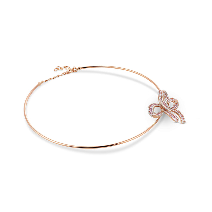 Dilara Rose Gold Bow Choker With Natural Pink Sapphire | Soit Belle Fine Jewelry