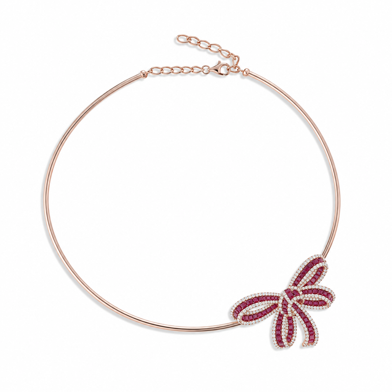 Dilara Rose Gold Bow Choker With Natural Ruby | Soit Belle Fine Jewelry