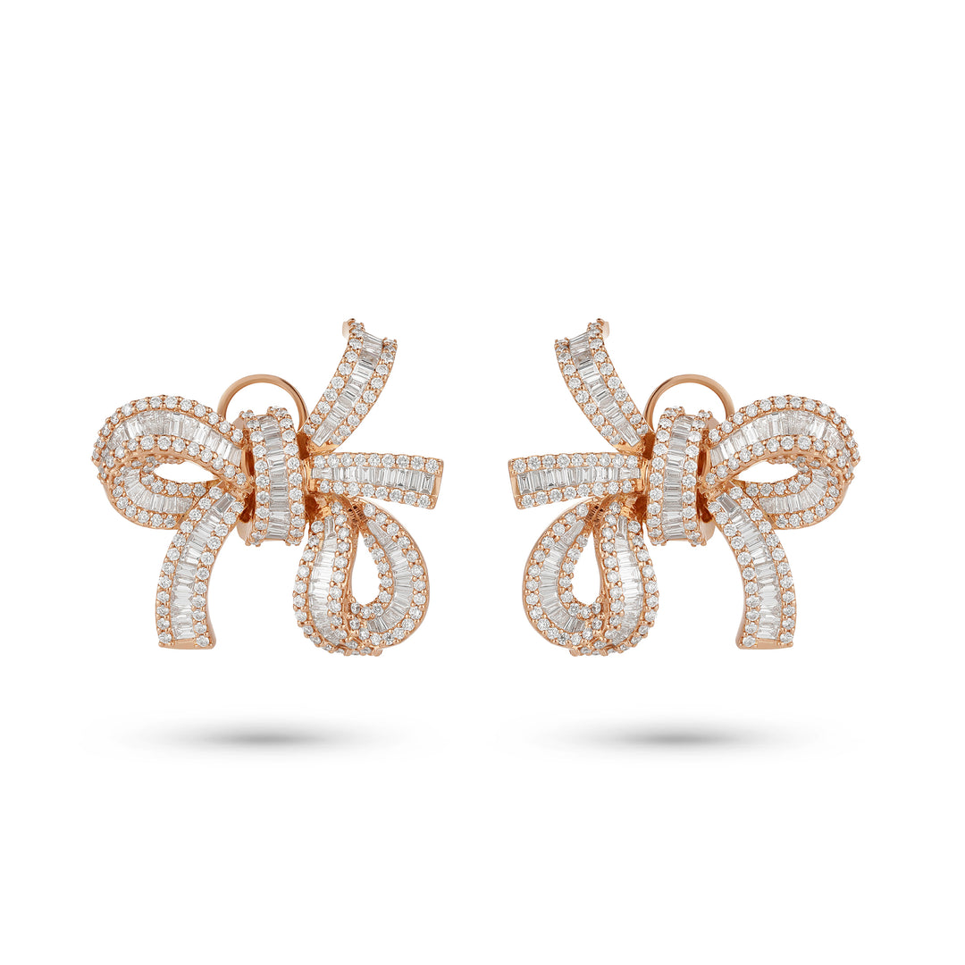Dilara Rose Gold Bow Earrings With Natural Diamond | Soit Belle Fine Jewelry