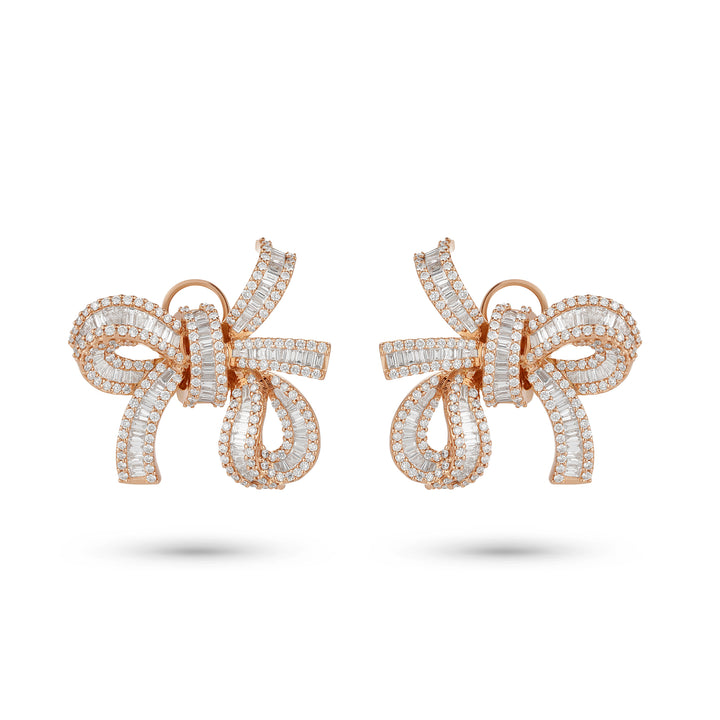 Dilara Rose Gold Bow Earrings With Natural Diamond | Soit Belle Fine Jewelry