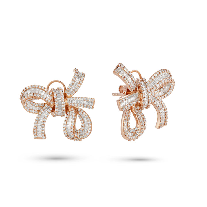 Dilara Rose Gold Bow Earrings With Natural Diamond | Soit Belle Fine Jewelry