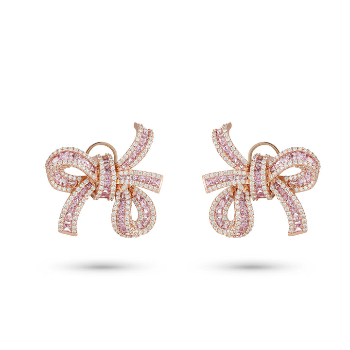 Dilara Rose Gold Bow Earrings With Natural Pink Sapphire | Soit Belle Fine Jewelry