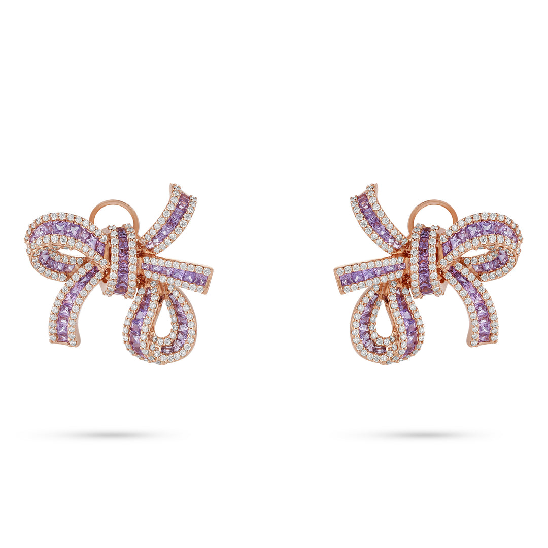 Dilara Rose Gold Bow Earrings With Natural Purple Sapphire | Soit Belle Fine Jewelry