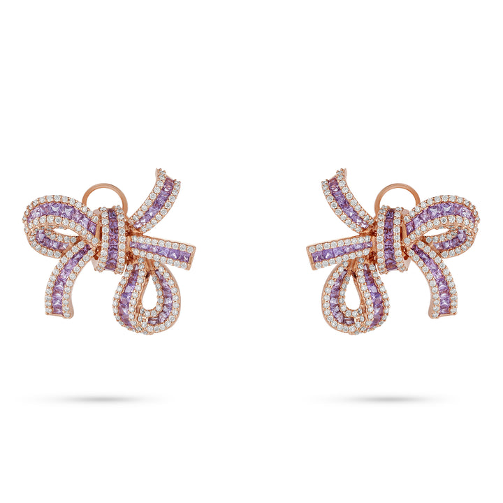 Dilara Rose Gold Bow Earrings With Natural Purple Sapphire | Soit Belle Fine Jewelry