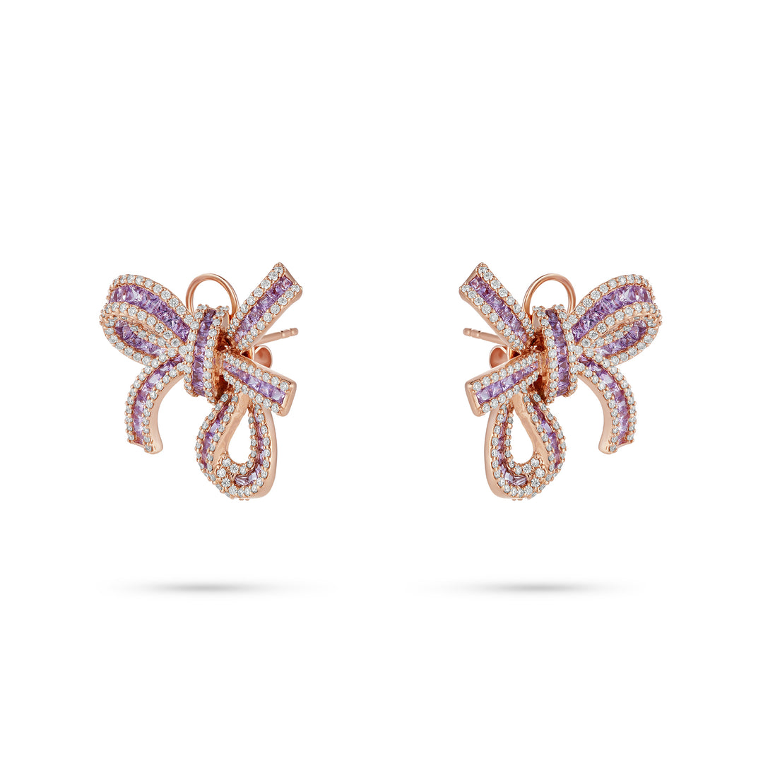 Dilara Rose Gold Bow Earrings With Natural Purple Sapphire | Soit Belle Fine Jewelry