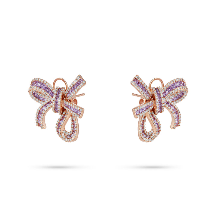 Dilara Rose Gold Bow Earrings With Natural Purple Sapphire | Soit Belle Fine Jewelry