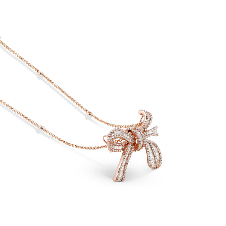 Dilara Rose Gold Bow Pendant With Natural Diamond | Soit Belle Fine Jewelry