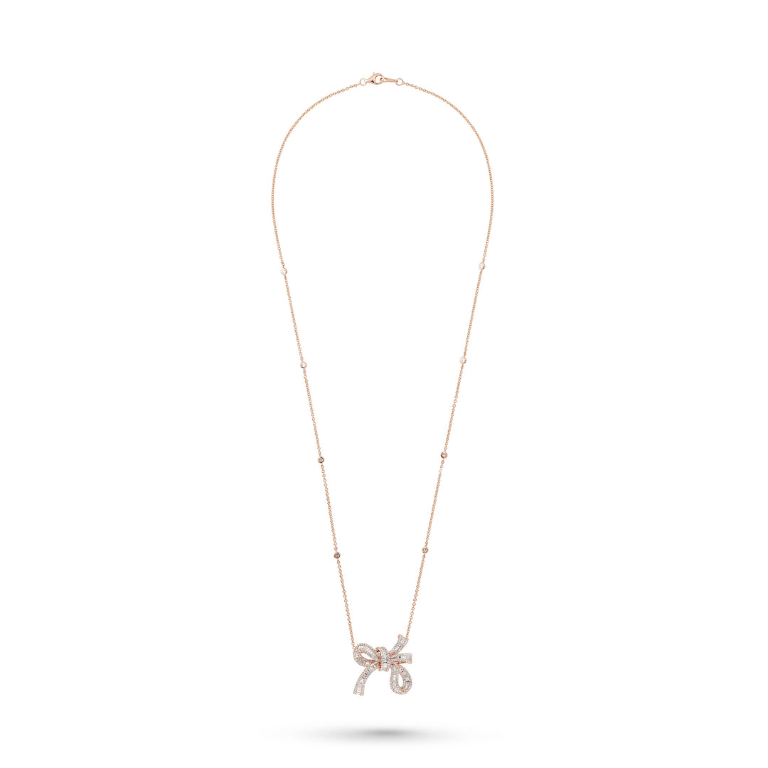 Dilara Rose Gold Bow Pendant With Natural Diamond | Soit Belle Fine Jewelry