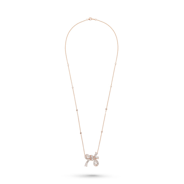 Dilara Rose Gold Bow Pendant With Natural Diamond | Soit Belle Fine Jewelry