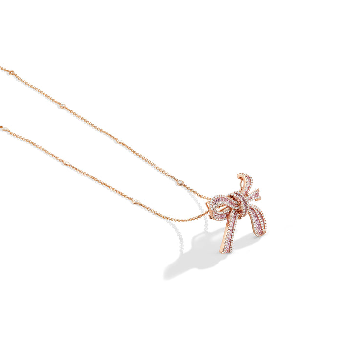 Dilara Rose Gold Bow Pendant With Natural Pink Sapphire | Soit Belle Fine Jewelry