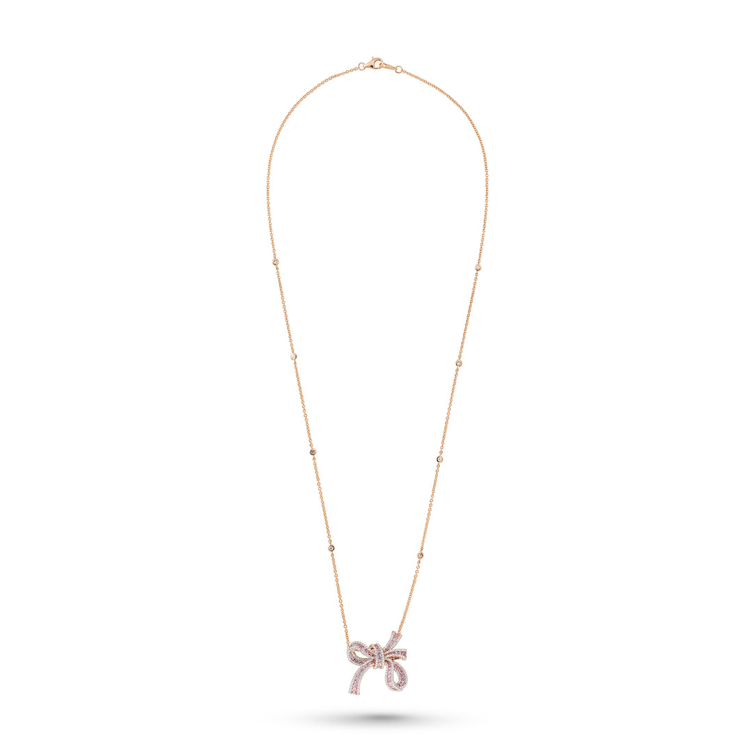 Dilara Rose Gold Bow Pendant With Natural Pink Sapphire | Soit Belle Fine Jewelry