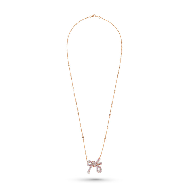 Dilara Rose Gold Bow Pendant With Natural Pink Sapphire | Soit Belle Fine Jewelry
