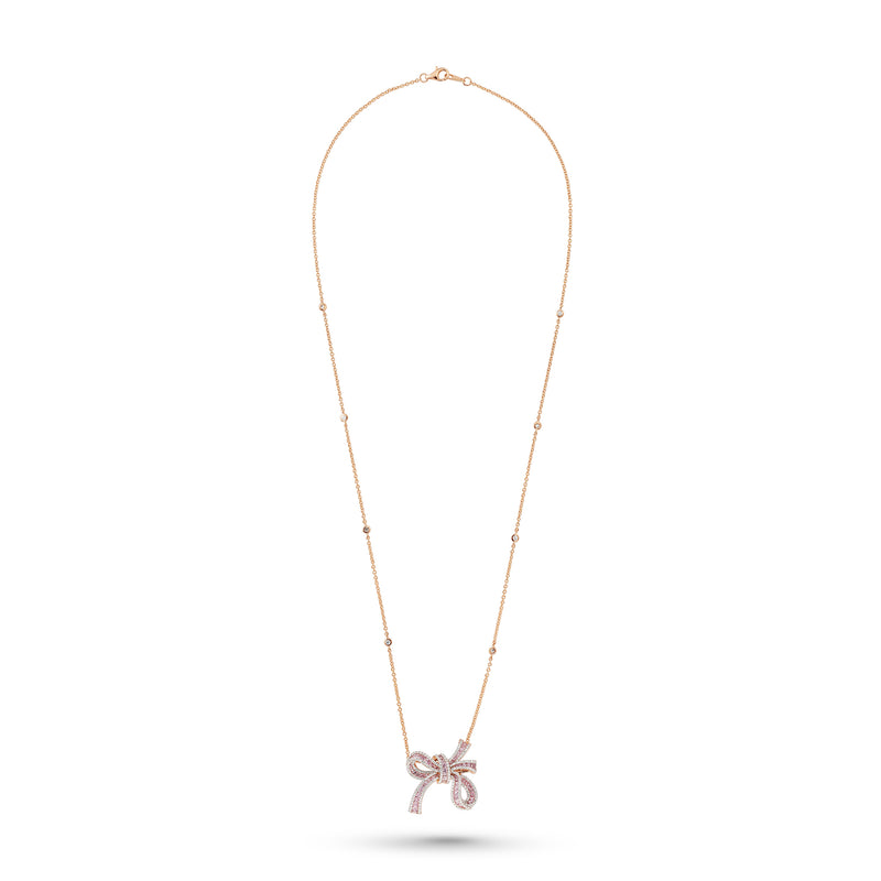 Dilara Rose Gold Bow Pendant With Natural Pink Sapphire | Soit Belle Fine Jewelry