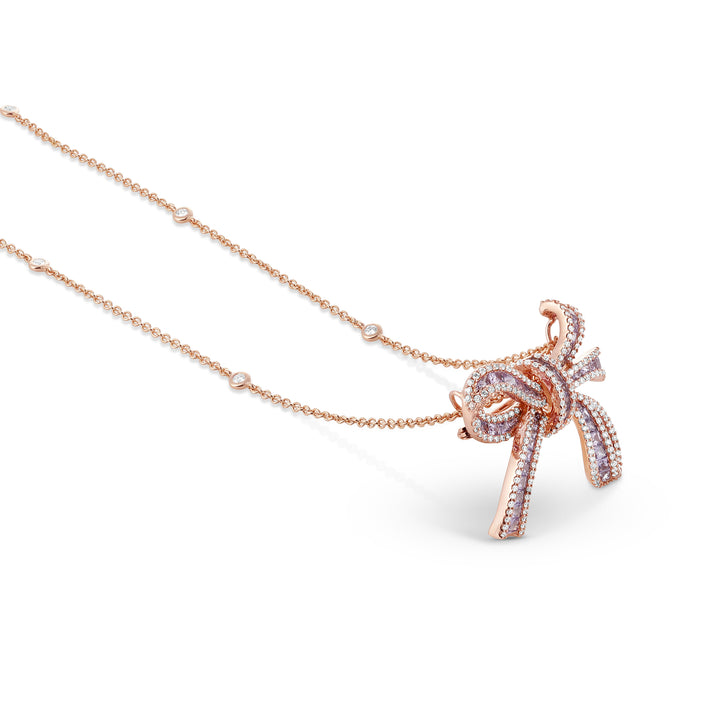 Dilara Rose Gold Bow Pendant With Natural Purple Sapphire | Soit Belle Fine Jewelry