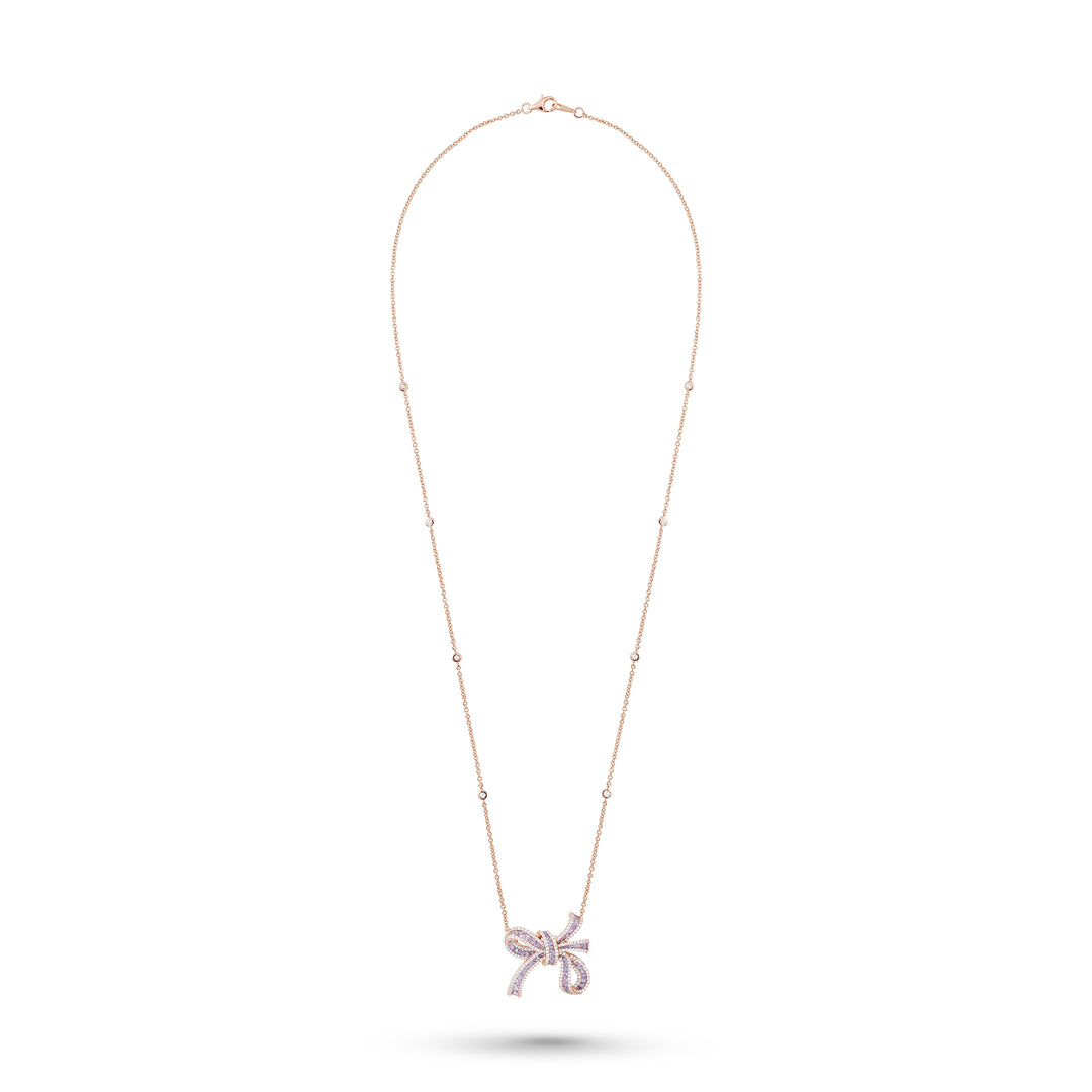Dilara Rose Gold Bow Pendant With Natural Purple Sapphire | Soit Belle Fine Jewelry