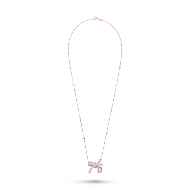 Dilara Rose Gold Bow Pendant With Natural Purple Sapphire | Soit Belle Fine Jewelry