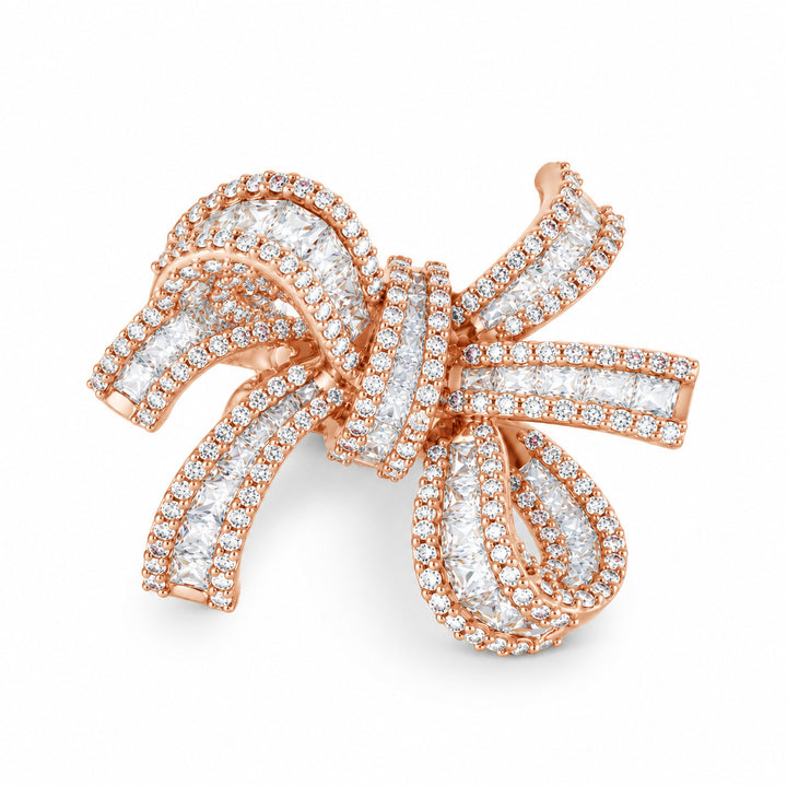 Dilara Rose Gold Bow Ring With Natural Diamond | Soit Belle Fine Jewelry
