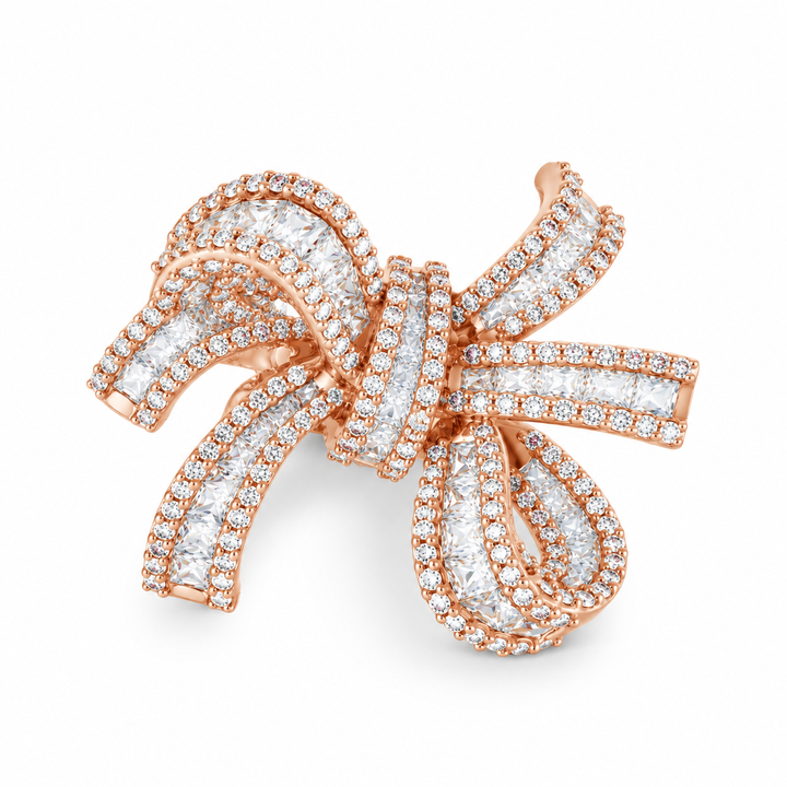 Dilara Rose Gold Bow Ring With Natural Diamond | Soit Belle Fine Jewelry