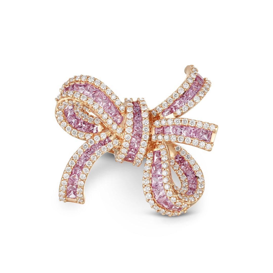 Dilara Rose Gold Bow Ring With Natural Pink Sapphire | Soit Belle Fine Jewelry