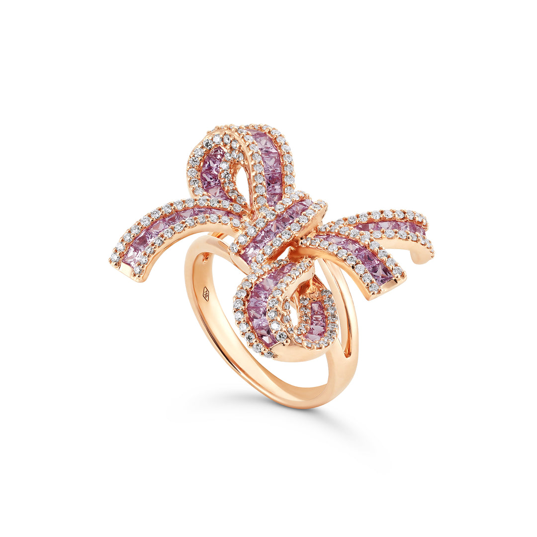Dilara Rose Gold Bow Ring With Natural Pink Sapphire | Soit Belle Fine Jewelry