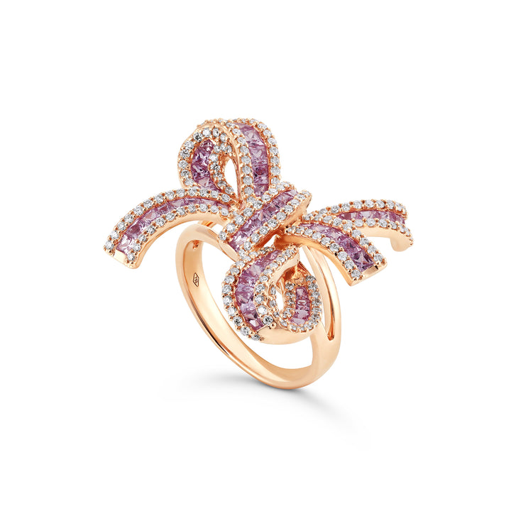 Dilara Rose Gold Bow Ring With Natural Pink Sapphire | Soit Belle Fine Jewelry