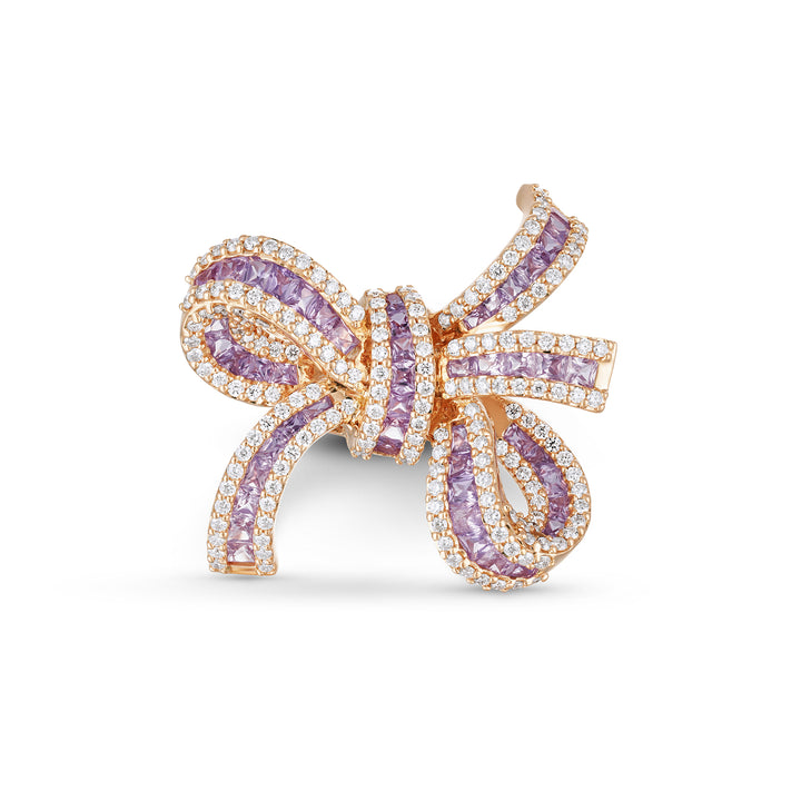 Dilara Rose Gold Bow Ring With Natural Purple Sapphire | Soit Belle Fine Jewelry