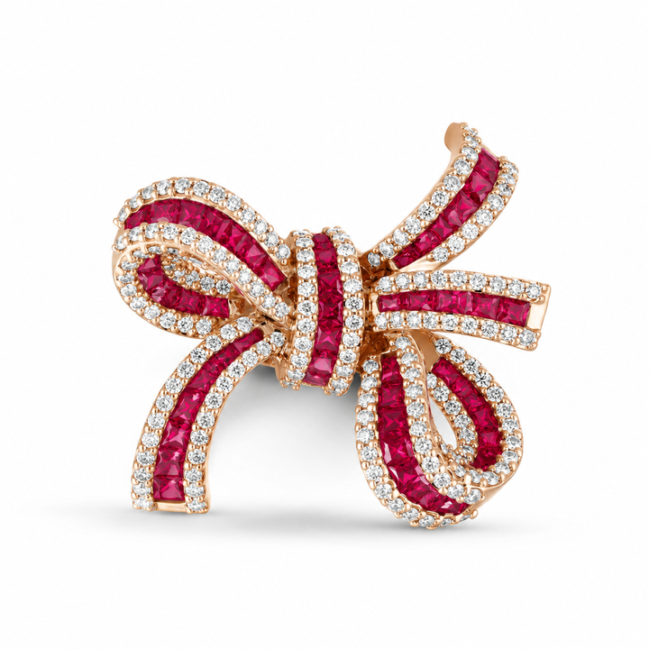 Dilara Rose Gold Bow Ring With Natural Ruby | Soit Belle Fine Jewelry