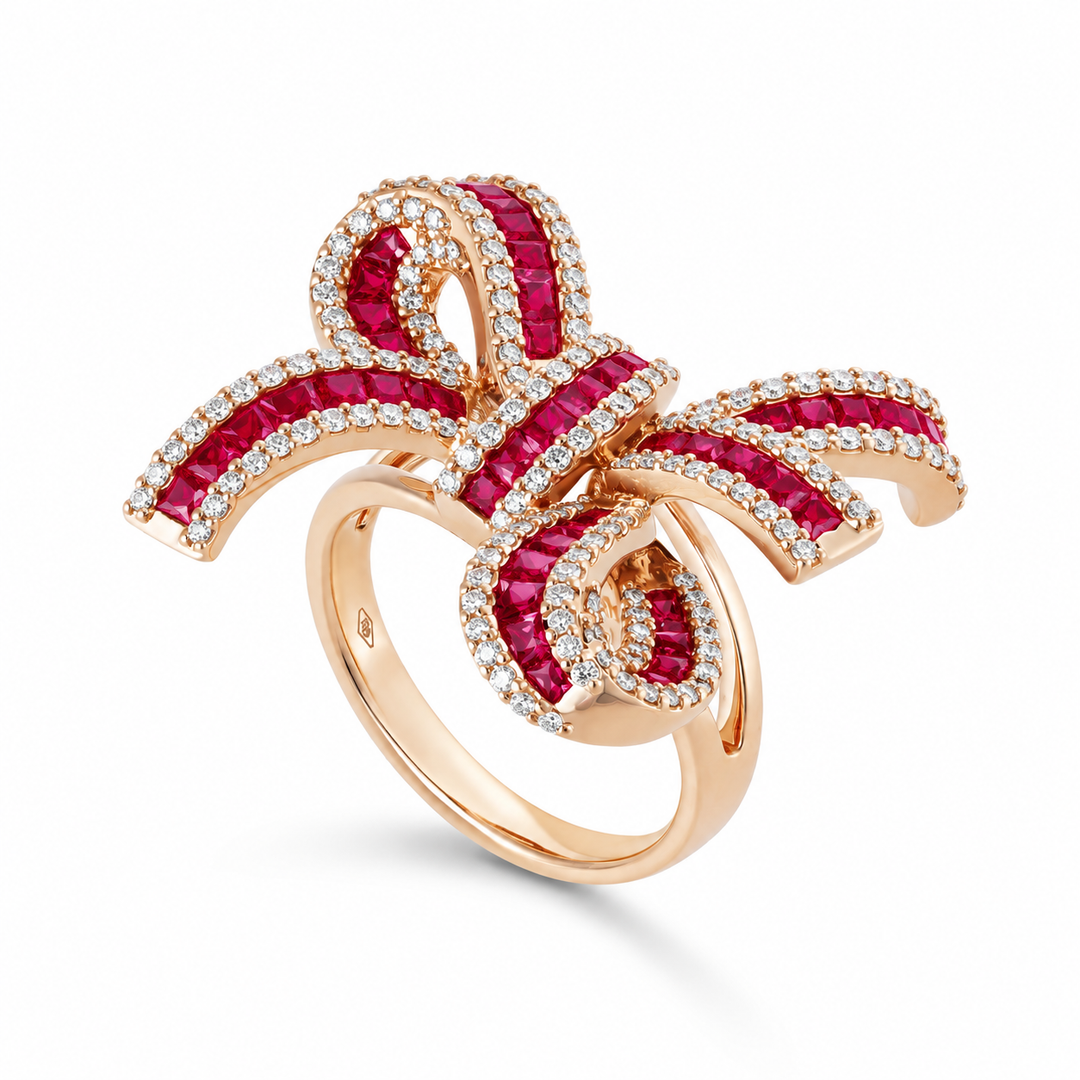 Dilara Rose Gold Bow Ring With Natural Ruby | Soit Belle Fine Jewelry