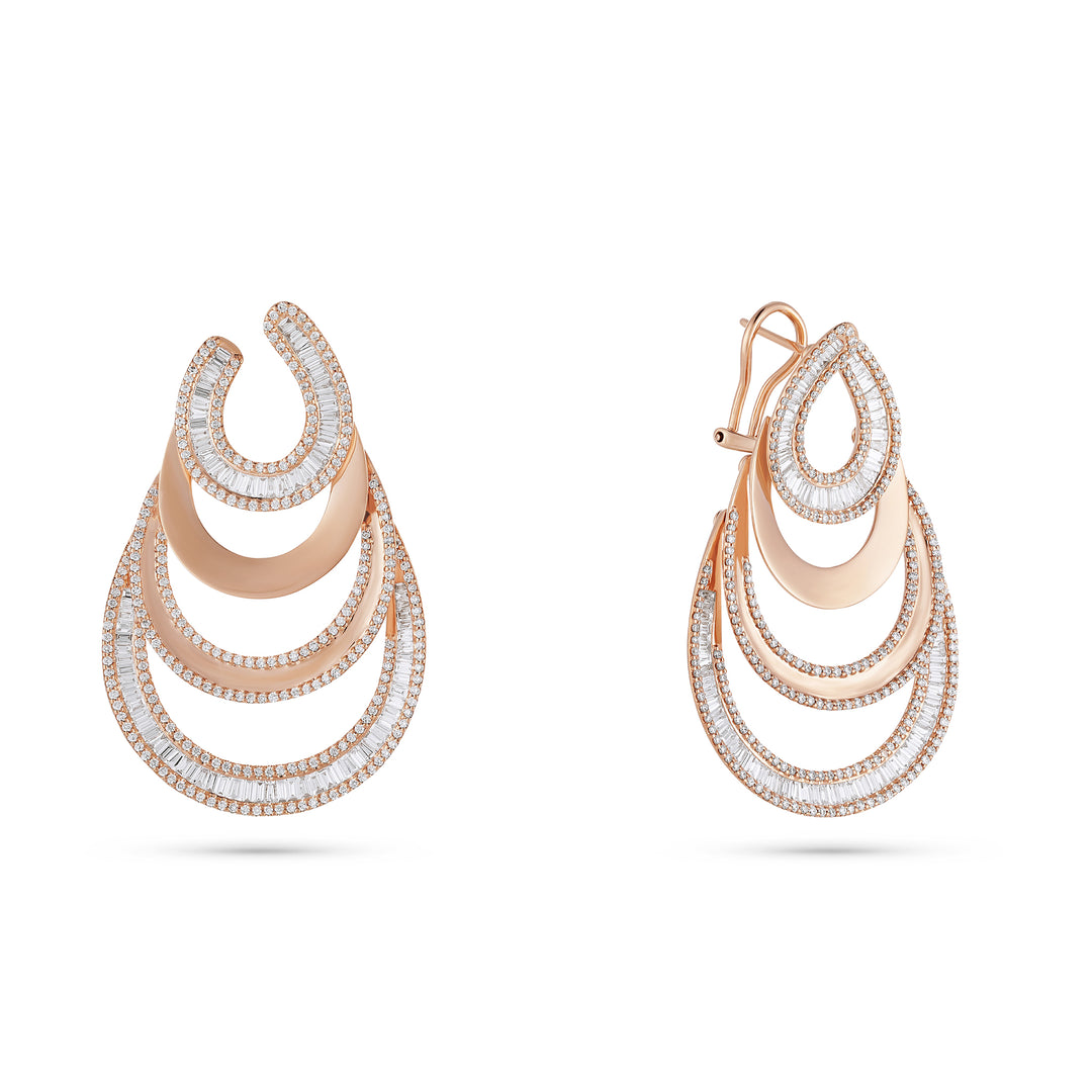 Dilara Rose Gold Layer Earring With Natural Diamond | Soit Belle Fine Jewelry