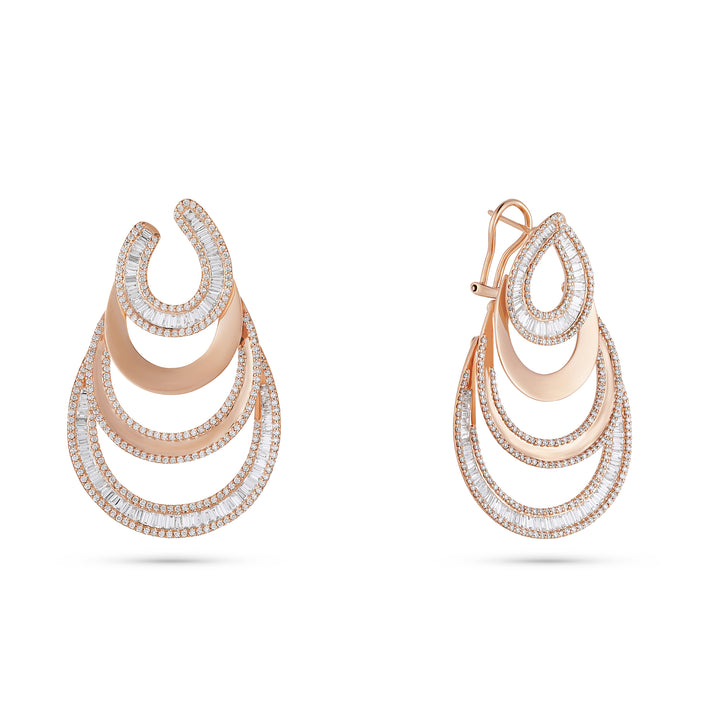 Dilara Rose Gold Layer Earring With Natural Diamond | Soit Belle Fine Jewelry