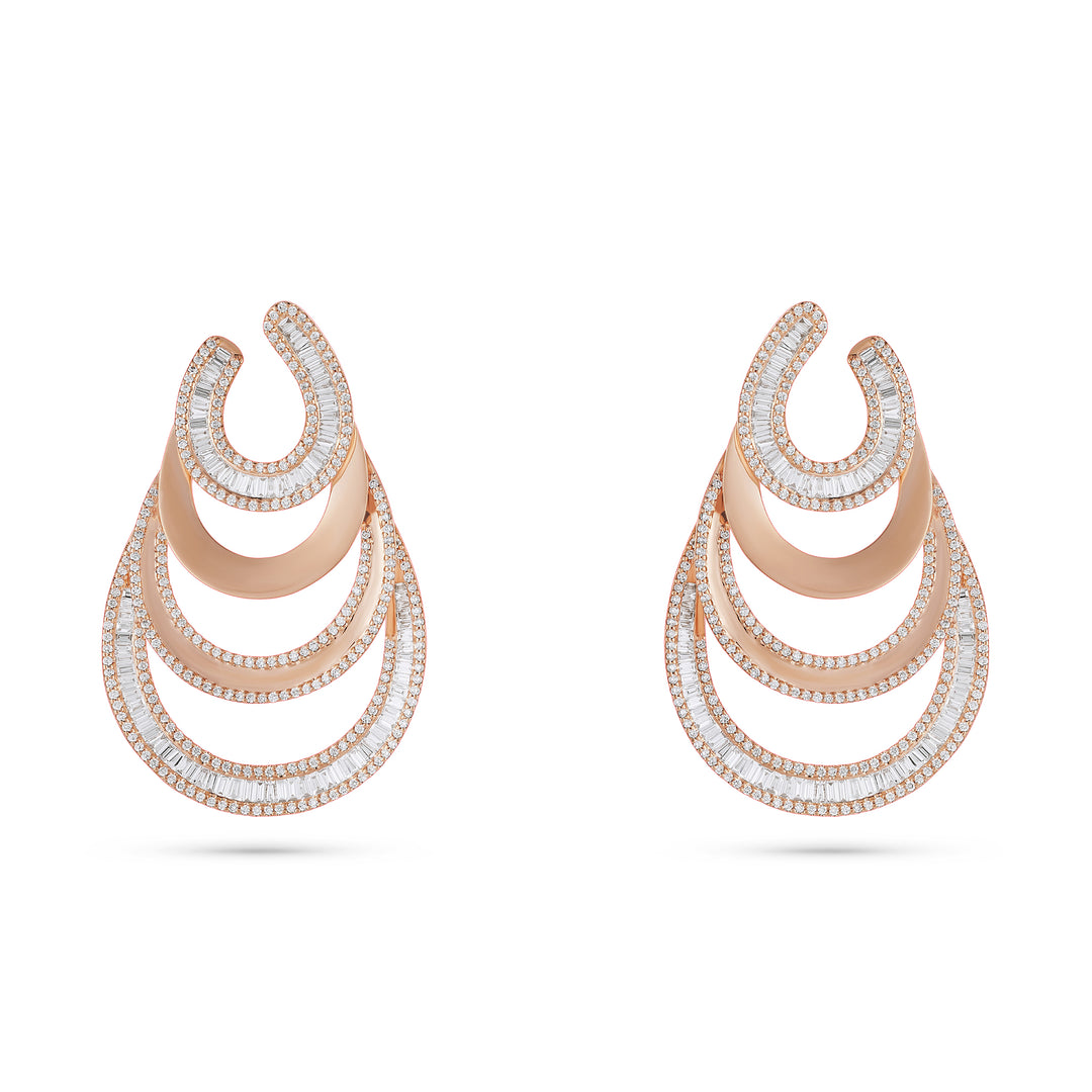 Dilara Rose Gold Layer Earring With Natural Diamond | Soit Belle Fine Jewelry