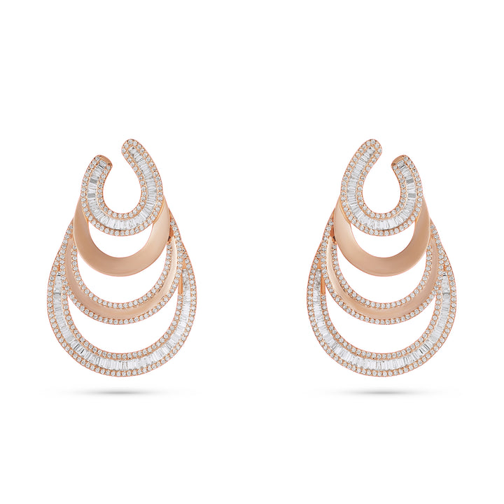 Dilara Rose Gold Layer Earring With Natural Diamond | Soit Belle Fine Jewelry