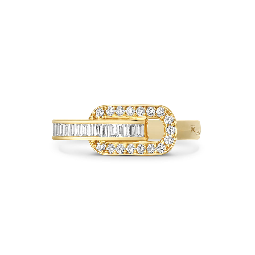 Dilara Rose Gold Link Ring With Natural Diamond | Soit Belle Fine Jewelry