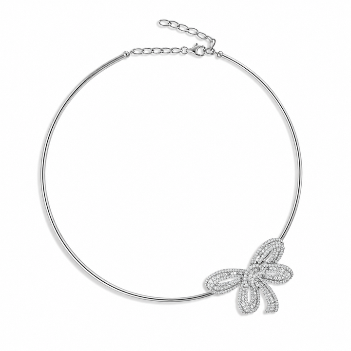 Dilara White Gold Bow Choker With Natural Diamond | Soit Belle Fine Jewelry