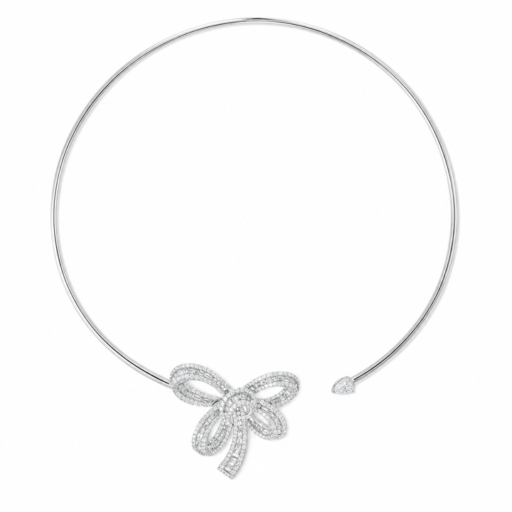 Dilara White Gold Bow Choker With Natural Diamond | Soit Belle Fine Jewelry