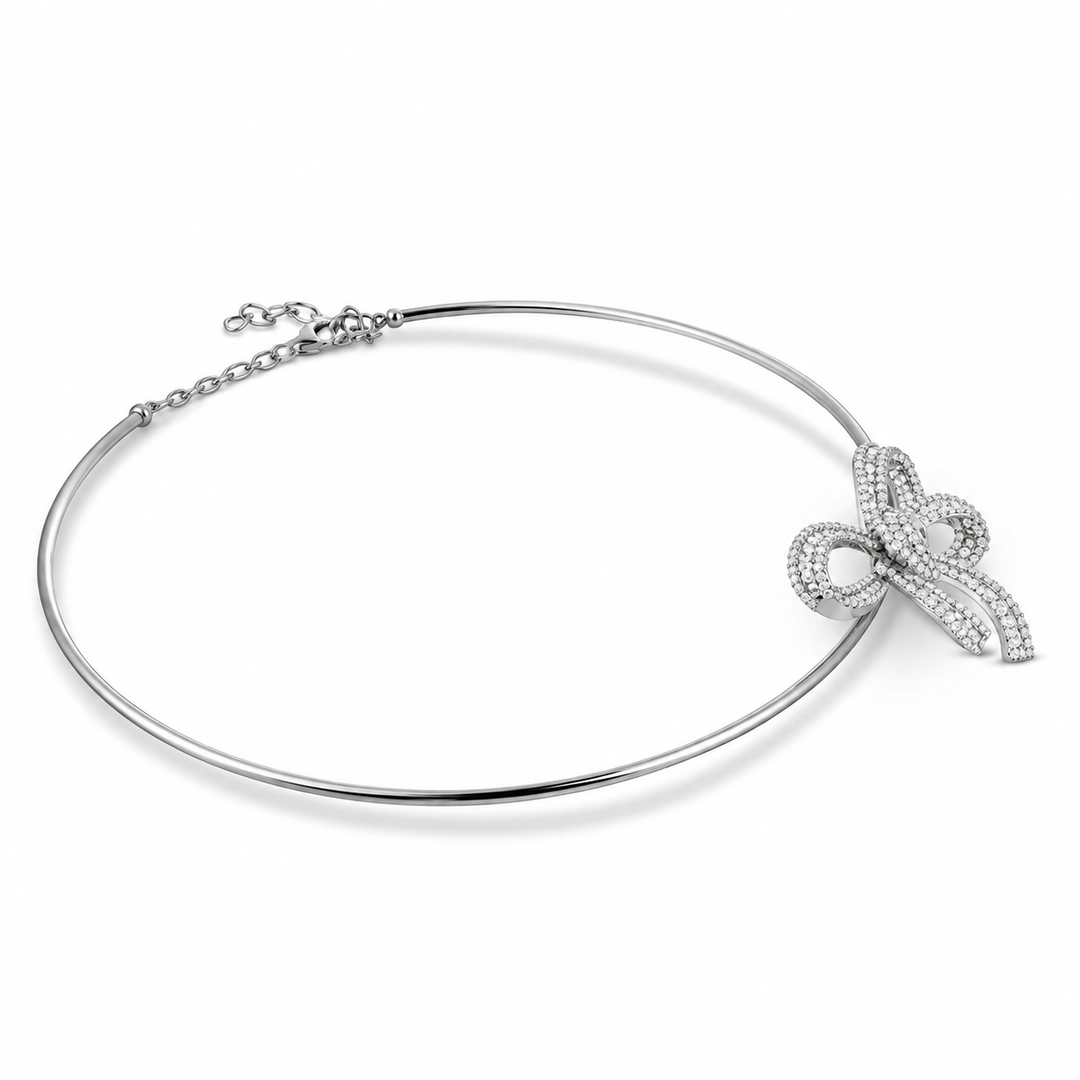 Dilara White Gold Bow Choker With Natural Diamond | Soit Belle Fine Jewelry