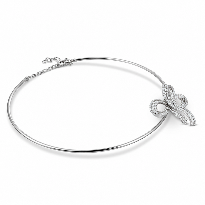 Dilara White Gold Bow Choker With Natural Diamond | Soit Belle Fine Jewelry