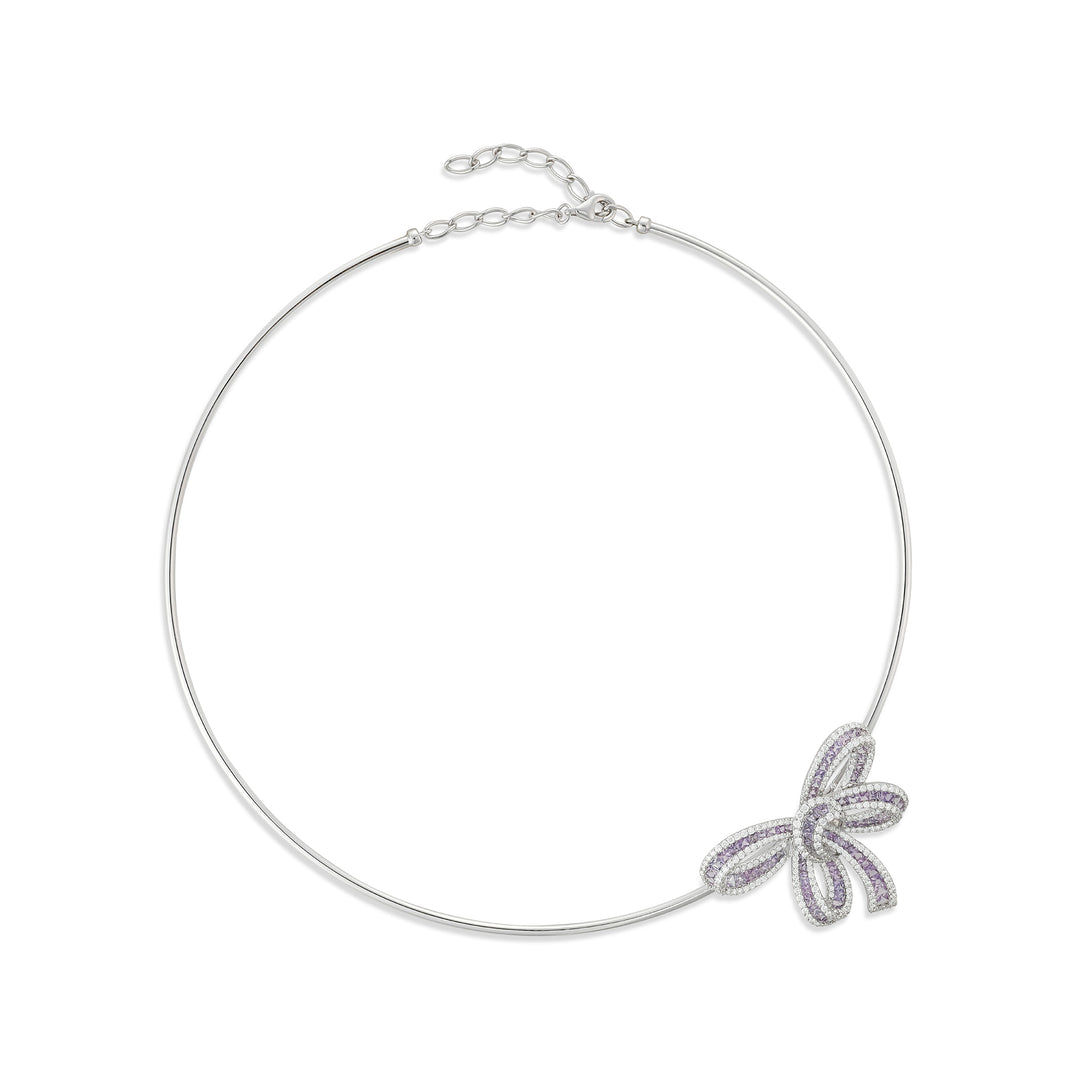 Dilara White Gold Bow Choker With Natural Purple Sapphire | Soit Belle Fine Jewelry