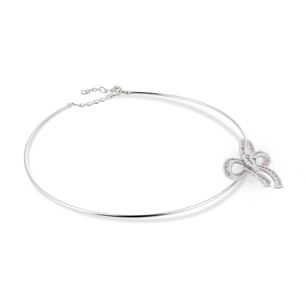 Dilara White Gold Bow Choker With Natural Purple Sapphire | Soit Belle Fine Jewelry