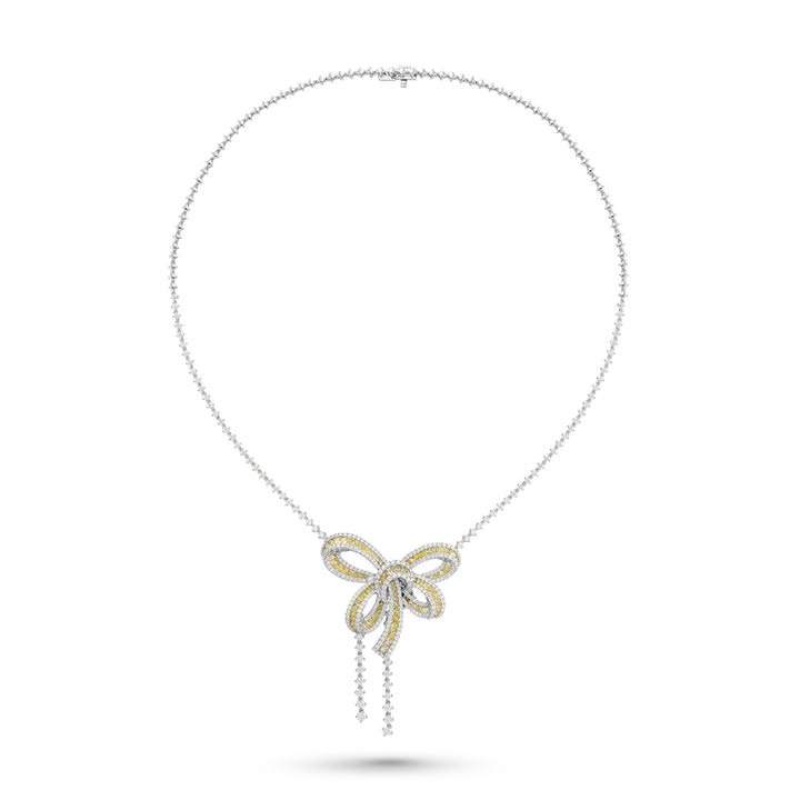 Dilara White Gold Bow Choker With Natural Yellow Sapphire | Soit Belle Fine Jewelry