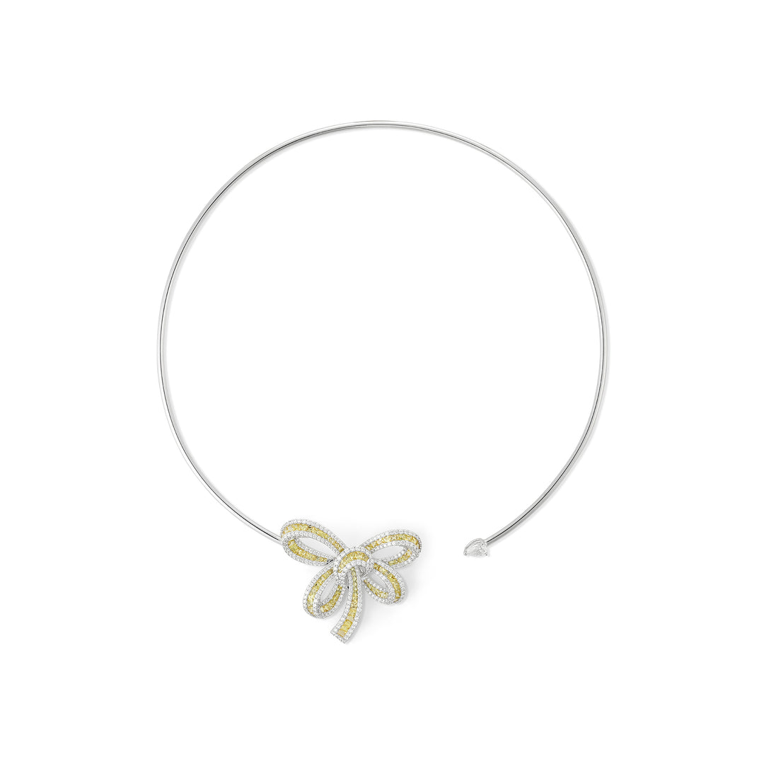 Dilara White Gold Bow Choker With Natural Yellow Sapphire | Soit Belle Fine Jewelry