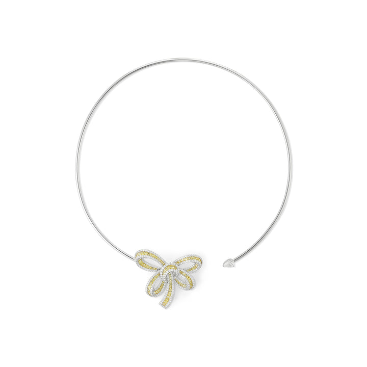 Dilara White Gold Bow Choker With Natural Yellow Sapphire | Soit Belle Fine Jewelry