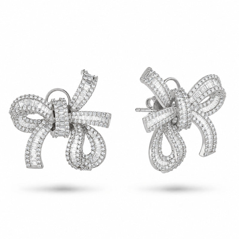 Dilara White Gold Bow Earrings With Natural Diamond | Soit Belle