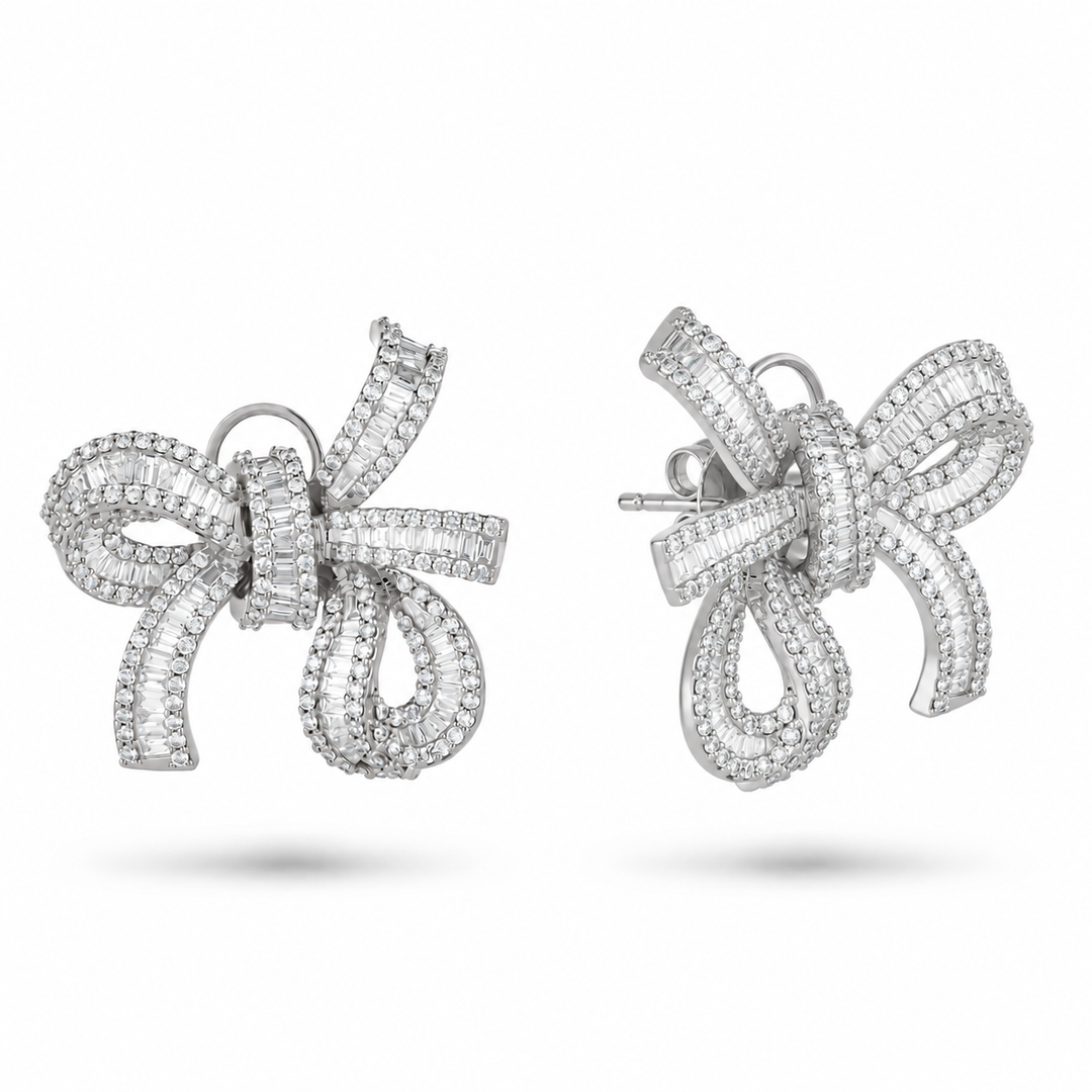Dilara White Gold Bow Earrings With Natural Diamond | Soit Belle Fine Jewelry
