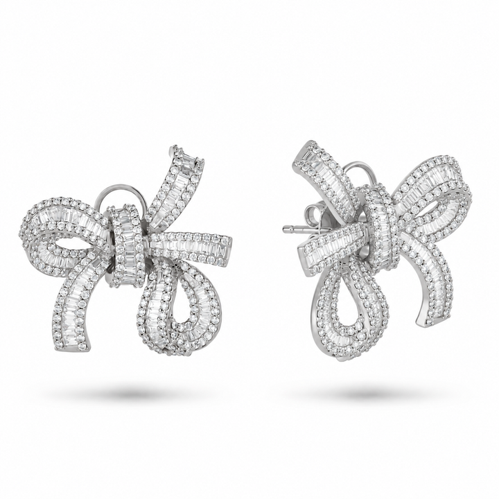 Dilara White Gold Bow Earrings With Natural Diamond | Soit Belle Fine Jewelry